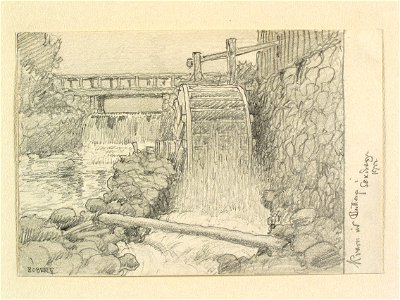 Västergötland, Kinds hd., Sexdrega sn. Kvarn vid Buttarp. Teckning av Ferdinand Boberg - Nordiska museet - NMA.0088585