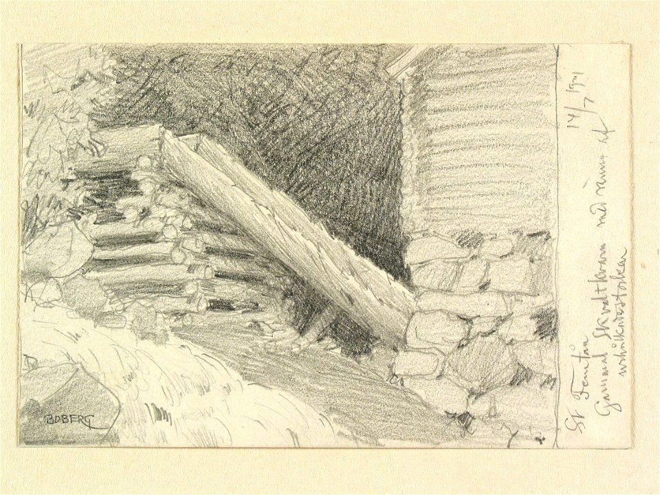 Värmland, Älvdals hd., Norra Ny sn., Fämtå. Gammal skvaltkvarn med ränna av urholkade stockar - Nordiska museet - NMA.0088502