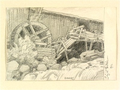 Västergötland, Marks hd. Såg vid Fritsla. Teckning av Ferdinand Boberg - Nordiska museet - NMA.0088555