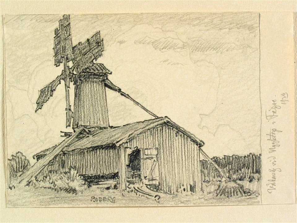 Västergötland, Vadsbo hd., Fägre sn. Vädersåg vid Uggletorp i Fägre . Teckning av Ferdinand Boberg - Nordiska museet - NMA.0088557