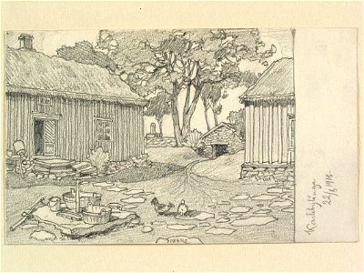 Västergötland, Vartofta hd., Karleby sn., Karlebylånga. Teckning av Ferdinand Boberg - Nordiska museet - NMA.0088564