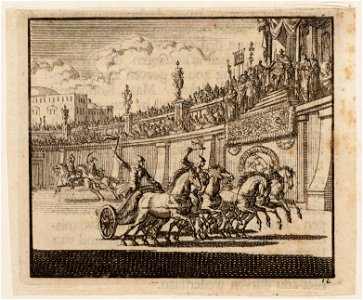 Wagenrennen in een amfitheater te Jeruzalem, Herodes kijkt toe, objectnr A 47862