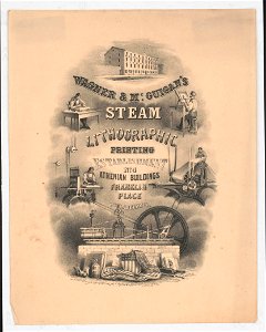 Wagner & McGuigan's Steam Lithographic Printing Establishment, No. 4 Athenian Buildings, Franklin Place, Philadelphia LCCN2005691881