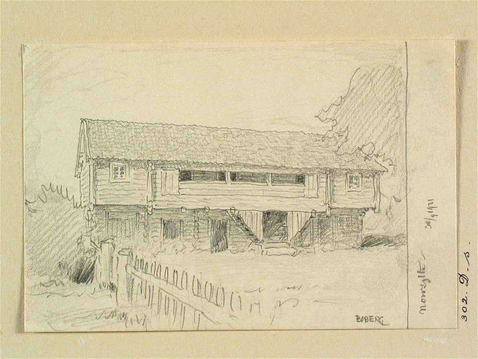 Västmanland, Snevringe hd., Munktorps sn., Norrsylta. Teckning av Ferdinand Boberg - Nordiska museet - NMA.0088613