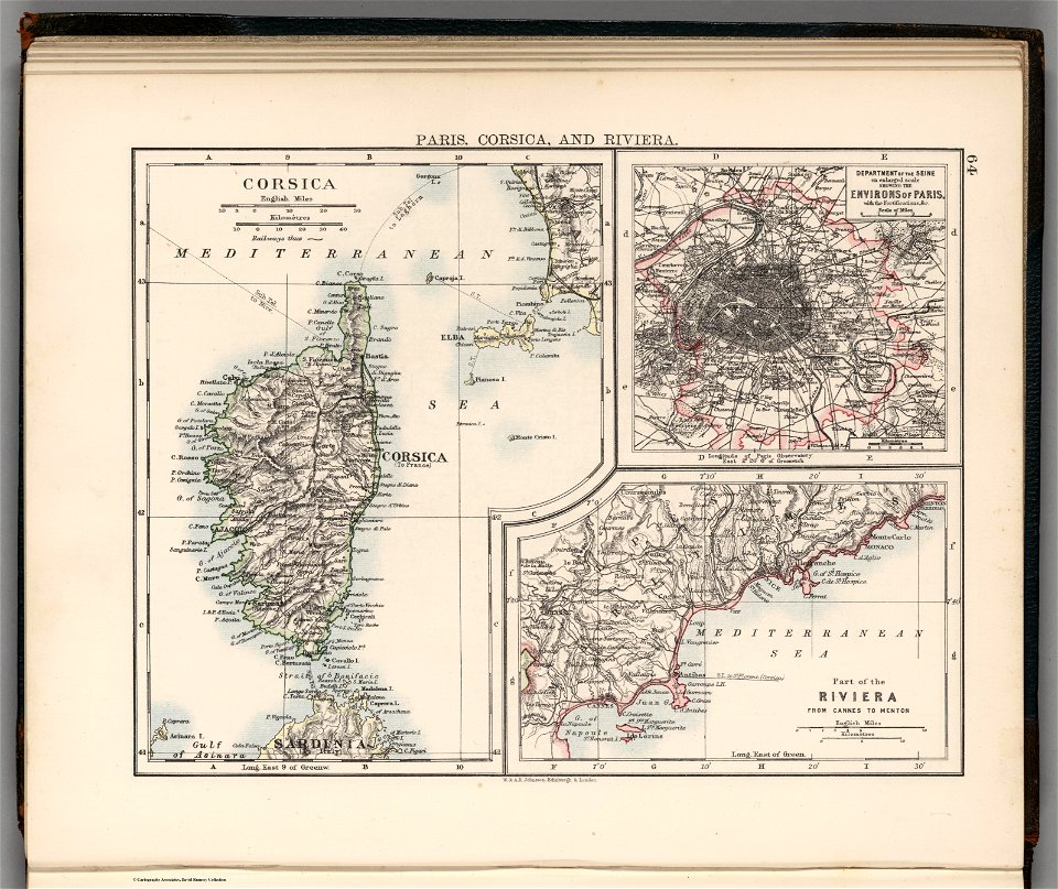 W. & A.K. Johnston Limited, Paris, Corsica, and Riviera, 1906 - David Rumsey