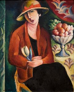 Wacław Wąsowicz - Portret damy z tulipanem