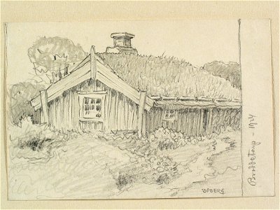 Västergötland, Gudhems hd., Broddetorps sn., Broddetorp. Teckning av Ferdinand Boberg - Nordiska museet - NMA.0088542