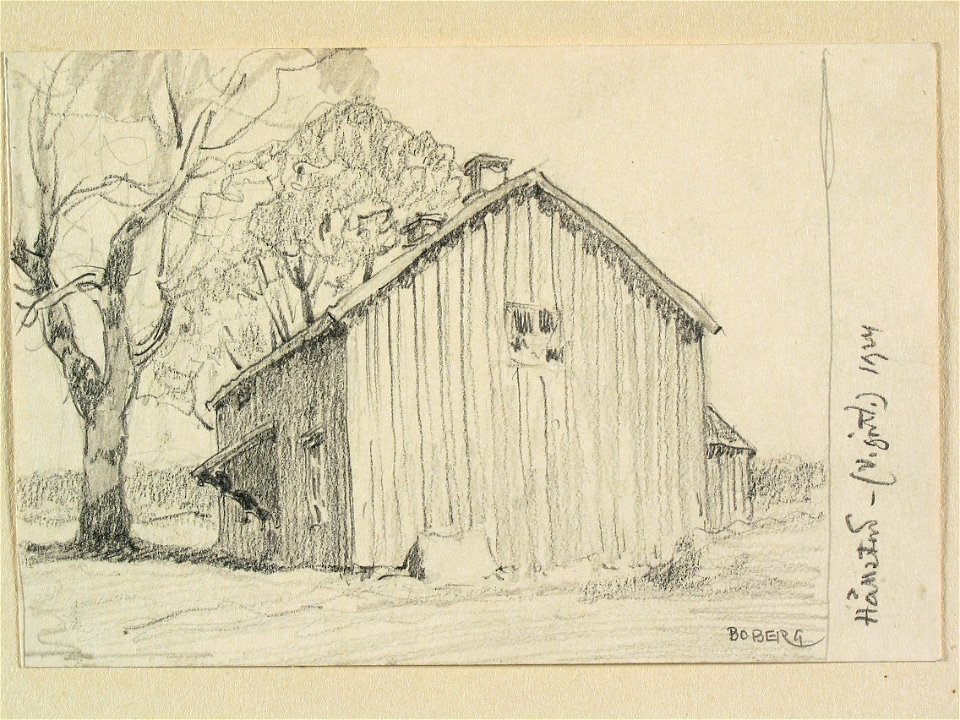 Västergötland, Ås hd., Hällstads sn. Teckning av Ferdinand Boberg - Nordiska museet - NMA.0088560