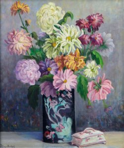 Floral Still Life with Asters, Chrysanthemums and Peonies by Lillias Waddell