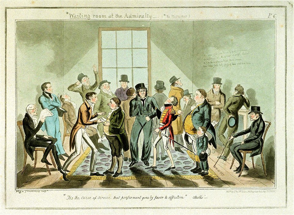 Waiting room at the Admiralty-(No Misnomer) (caricature) RMG PU4810