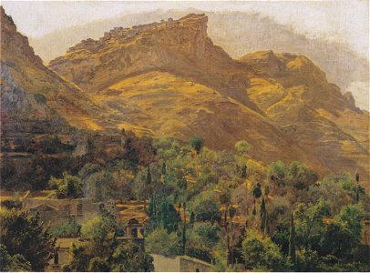 Waldmüller - Blick zur Bergstadt Mola bei Taormina