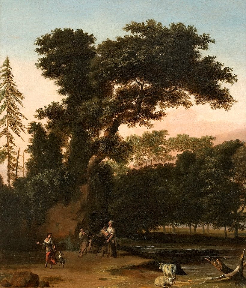 Waldlandschaft mit Wanderern D 18Jh