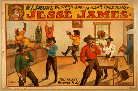 W.I. Swain's western spectacular production, Jesse James LCCN2014635962. Free illustration for personal and commercial use.