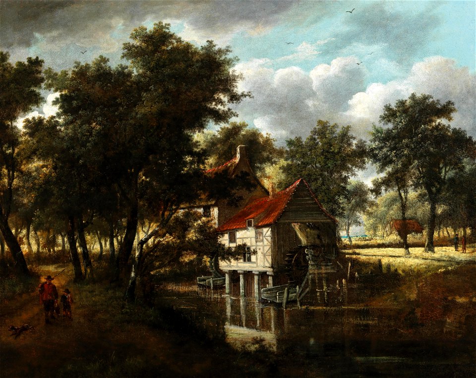 Waldlandschaft mit Wassermühle Haarlemer Schule 17 Jh