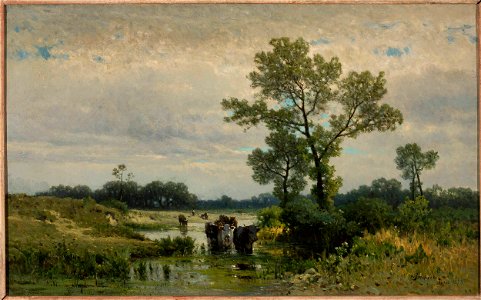 Walery Brochocki - Cows crossing the river - MP 2483 MNW - National Museum in Warsaw