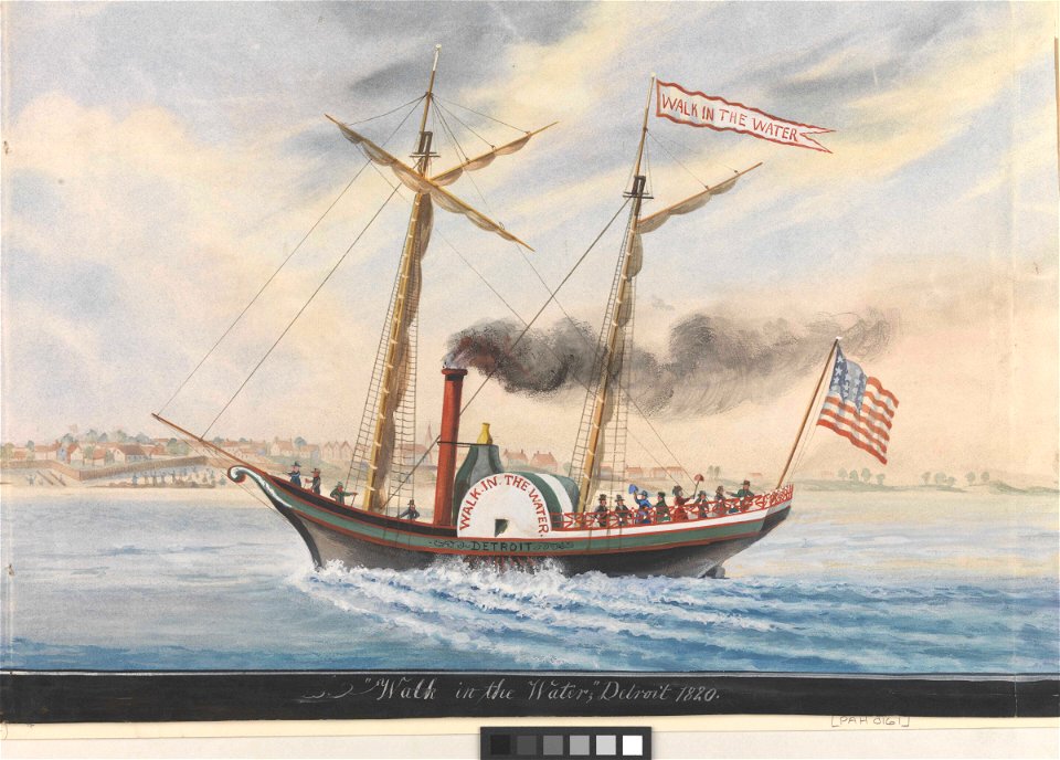 Walk in the Water Detroit 1820. Paddle steam vessel RMG PY0161