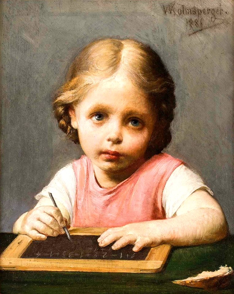 Waldemar Kolmsperger dÄ Tochter Wetti bei Hausaufgabe 1880