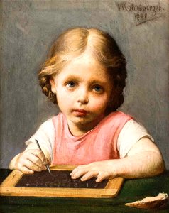 Waldemar Kolmsperger dÄ Tochter Wetti bei Hausaufgabe 1880