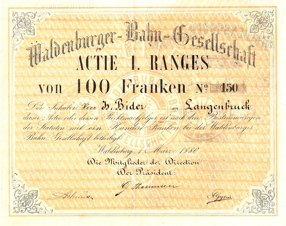 Waldenburger-Bahn-Gesellschaft 1880