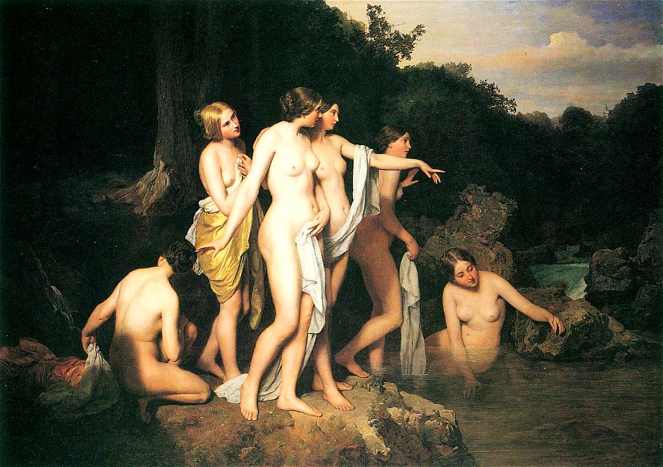 Waldmüller - Badende Frauen am Waldbach - 1848