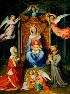 Waldesruh (Madonna with child, Saint Adelheid and Saint Francis) - Joseph von Führich - Google Cultural Institute. Free illustration for personal and commercial use.