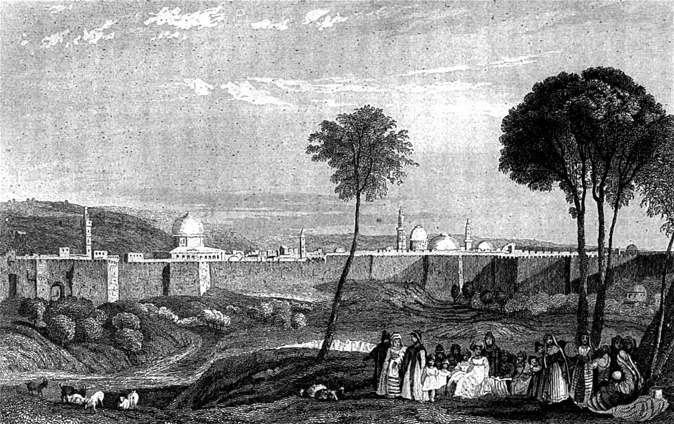 Walls of Jerusalem, Illustration for La Terre-Sainte et les lieux illustrés par les apôtres, by Adrien Egron, 1837 (3)