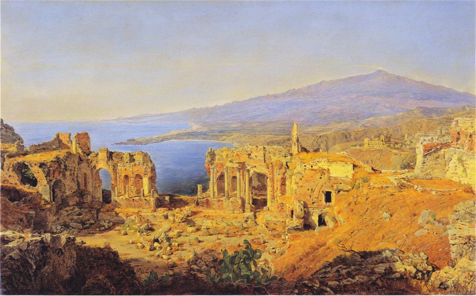 Waldmüller - Die Ruine des griechischen Theaters zu Taormina auf Sizilien