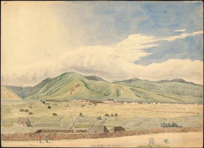 Wailuku Mission, East Maui, Sandwich Islands, 1855, watercolour by James Gay Sawkins