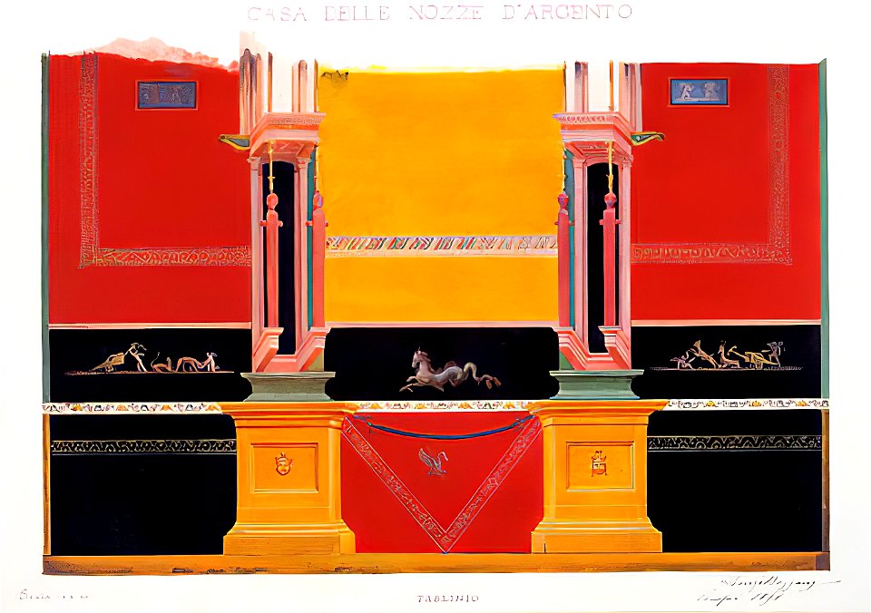 Wall decorations from the House of the Silver Wedding in Pompeii by Luigi Bazzani 1898 MH