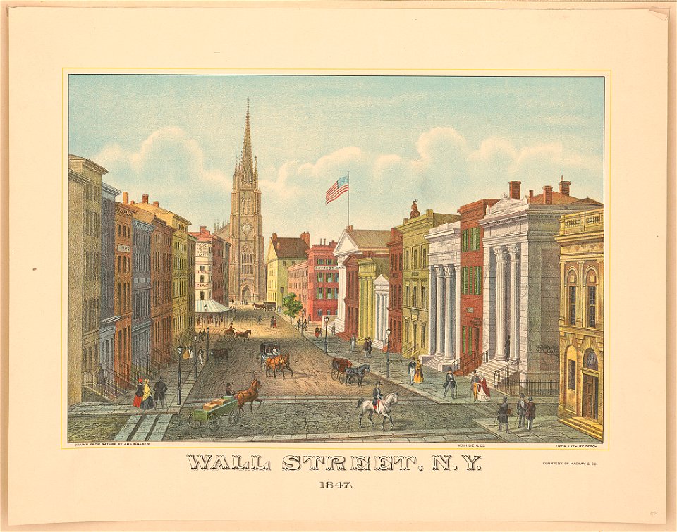 Wall Street, N.Y. 1847 - drawn from nature by Aug. Köllner ; from lith. by Deroy ; Vermilye & Co. LCCN93504426