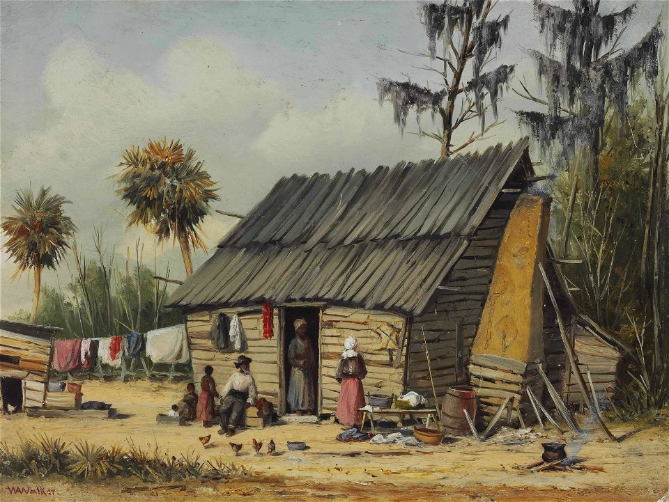 William Aiken Walker - A Cabin Scene with Washing on Fence