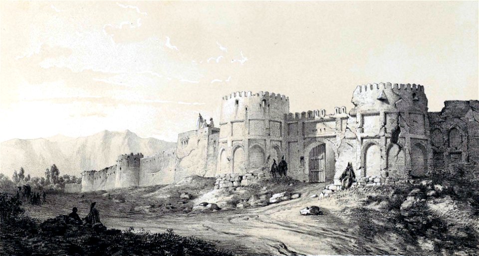 Walled enclosure Zengan by Eugène Flandin