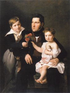 Waldmüller- Johann Feldmüller mit beiden Kindern