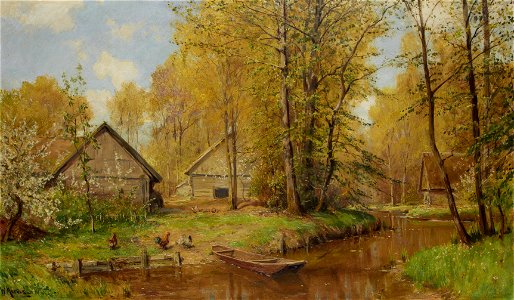 Walter Moras - Häuser an einem Spreewaldkanal