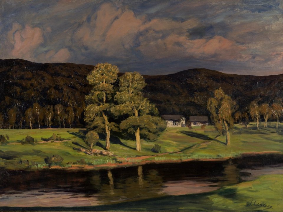 Walter Leistikow - Abendlicht, Landschaft mit zwei Eichen - BG-M 3637-85 - Berlinische Galerie