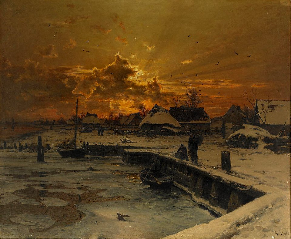 Walter Moras - Fischerdorf in der Winterszeit