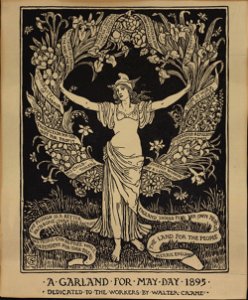 Walter Crane - A Garland for May Day 1895, original relief print