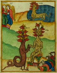 Walters Ms. W917 - Apocalypse by Andrew of Caesarea f.121v The dragon and the beast