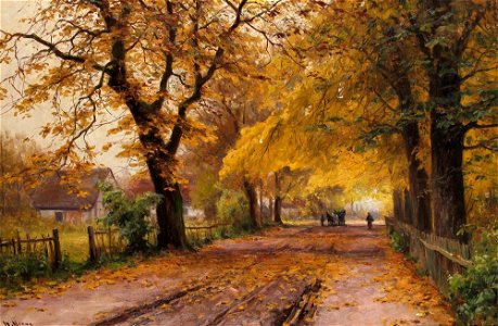 Walter Moras - Herbstliche Allee. Free illustration for personal and commercial use.