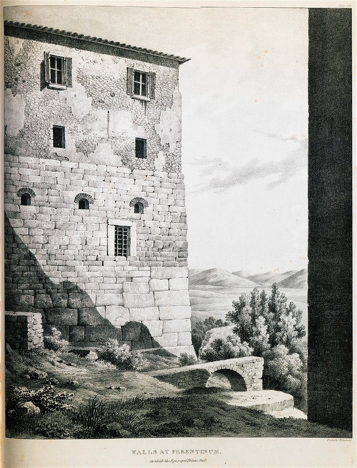 Walls at Ferentinum, on which the Episcopal Palace is built - Dodwell Edward - 1834