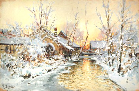 Walter Moras - Verschneite Wassermühle