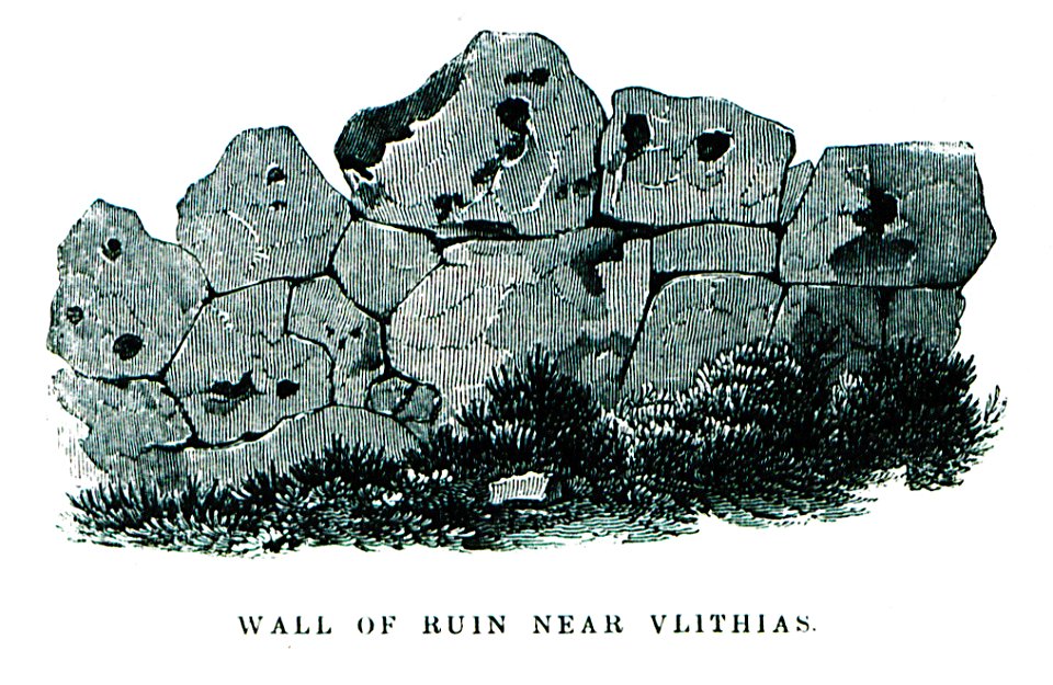 Wall of ruin near Vlithias - Pashley Robert - 1837