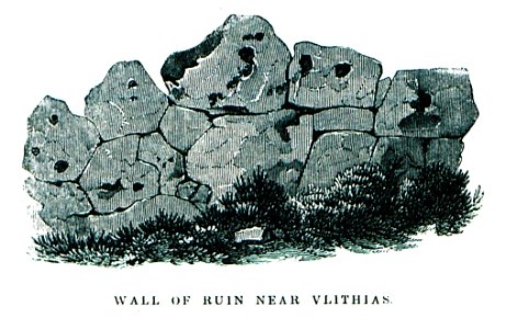 Wall of ruin near Vlithias - Pashley Robert - 1837