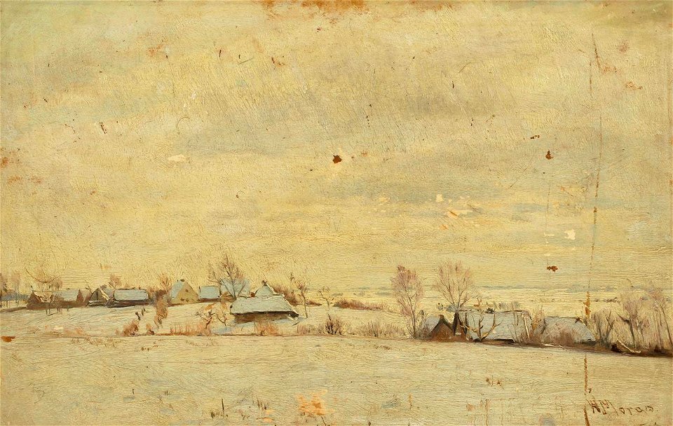 Walter Moras - Winterlandschaft mit Sicht auf eine kleine Siedlung