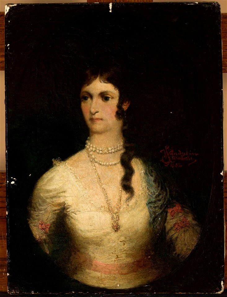 Wandalin Strzałecki - Portrait of a woman in a white dress - MP 1381 MNW - National Museum in Warsaw