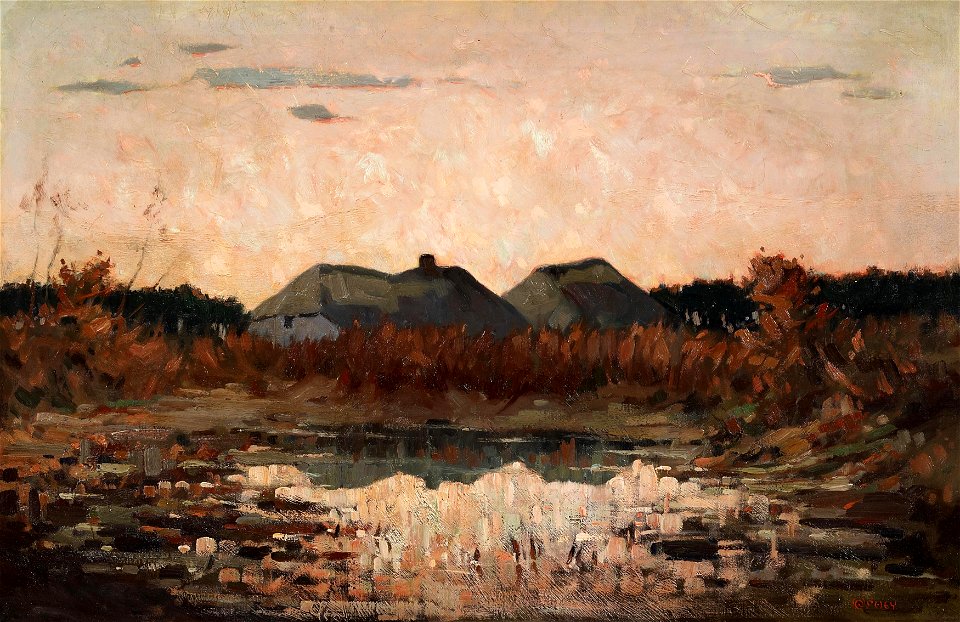 Walter Ophey Katen mit Teichlandschaft
