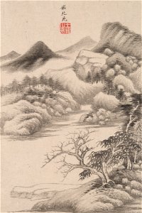 Wang Jian - Landscape in the Style of Various Old Masters, In the Style of Dong Yuan - 1976.26.3d - Yale University Art Gallery