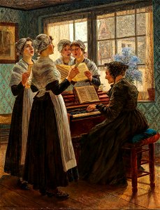 Walter Firle Die Musikstunde. Free illustration for personal and commercial use.