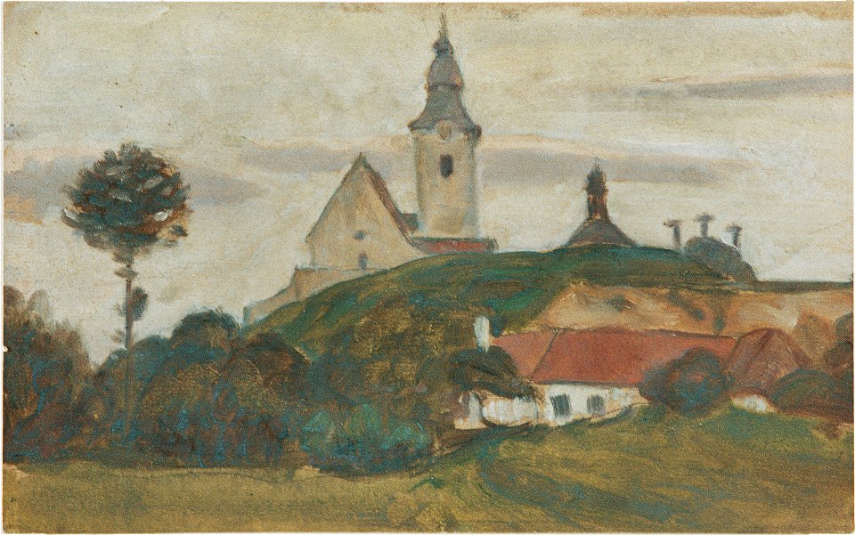 Walther Gamerith - Landschaft mit Kirche und Dorf - 7016 - Österreichische Galerie Belvedere