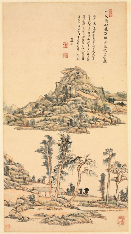 Wang Yuanqi - Landscape in the Color Style of Ni Zan - 1954.583 - Cleveland Museum of Art
